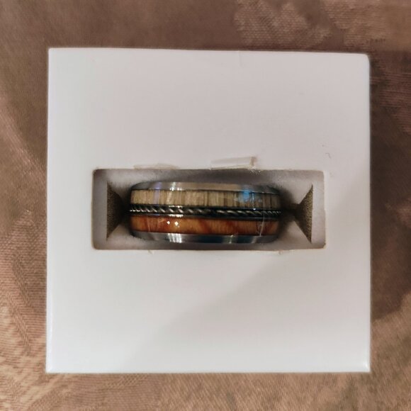 Bomb Party Rugged In Wood Men's Ring, Size 8.5, New With Tags!